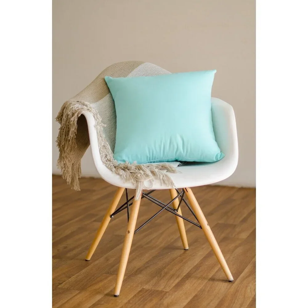 NEW Turquoise Throw Pillow Covers 2 Pack 100% Cotton Canvas 18x18 Pillow Cases